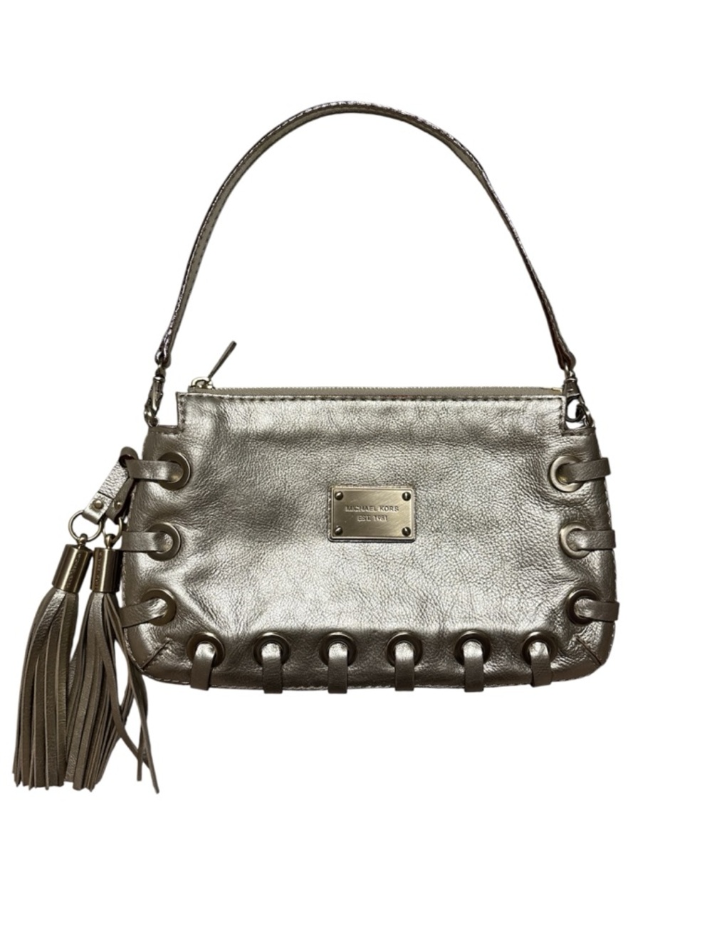 Michael Kors Metallic Gold Leather Wristlet Clutch - Picture 2 of 8